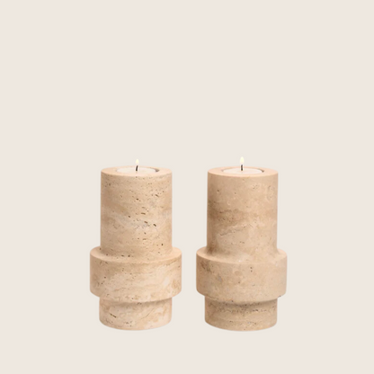 Troy Travertine Candle Holder