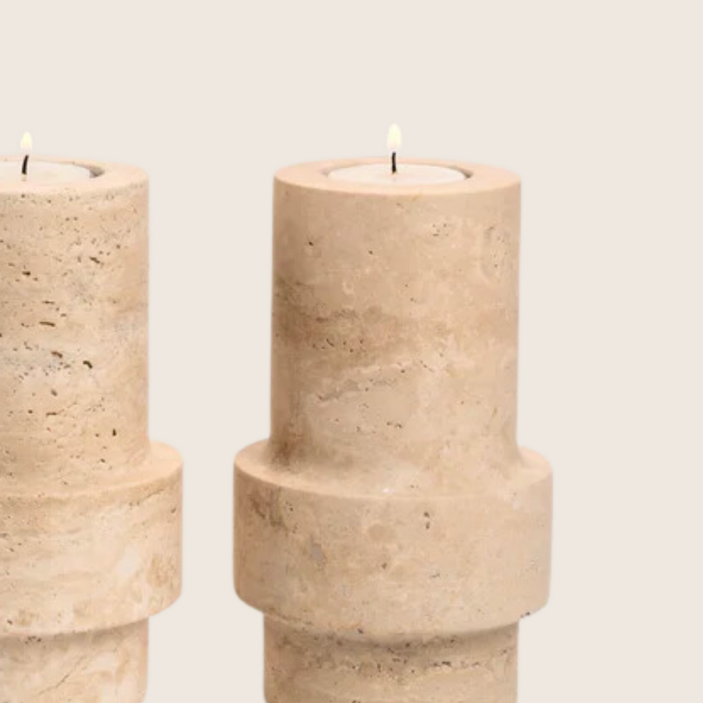 Troy Travertine Candle Holder