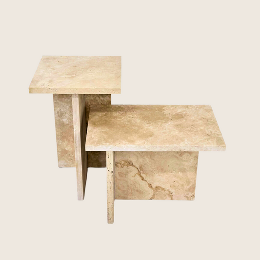 Prague Travertine Side Table