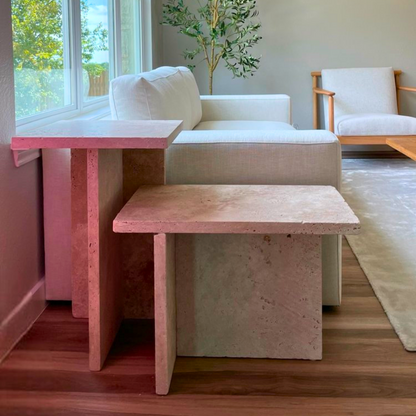 Prague Travertine Side Table